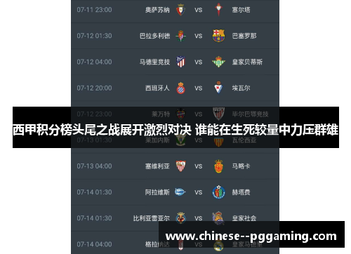 西甲积分榜头尾之战展开激烈对决 谁能在生死较量中力压群雄 西甲积分榜头尾之战展开激烈对决 谁能在生死较量中力压群雄